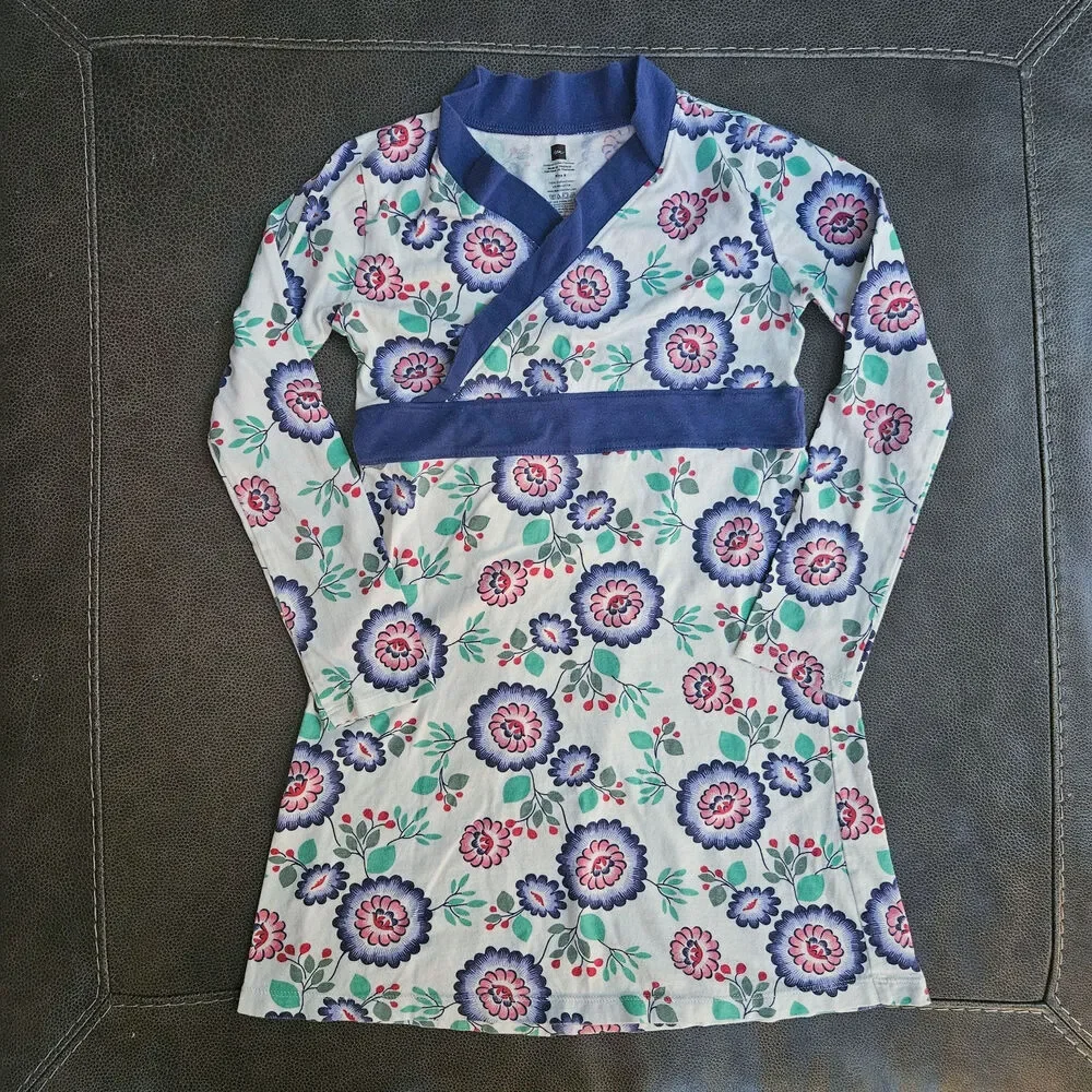 Tea Collection Wrap Front Taiyo Dress Wrap Floral Long Sleeve Girls 8